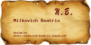 Milkovich Beatrix névjegykártya